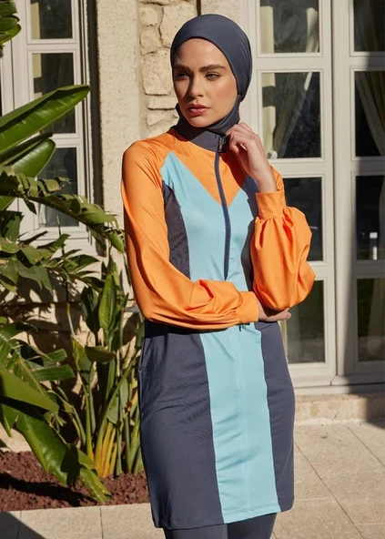 Mayovera  Renkler Turuncu Kol Tek Üst Mayo - Resim 5
