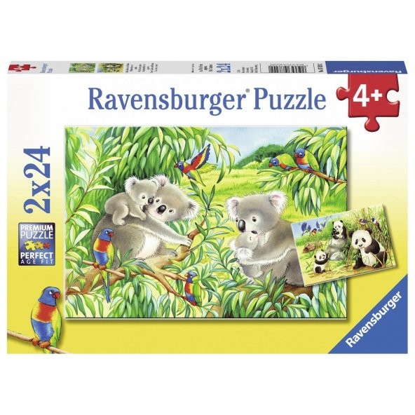 Ravensburger 2 Adet 24 Parçalı Puzzle Koala ve Panda Ailesi Ravensburger 4 Yaş ve Üzeri Çocuk Yapbozları Serisi