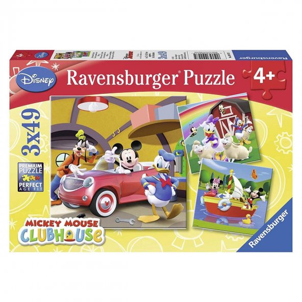 Ravensburger 3 Adet 49 Parçalı Puzzle Mickey Mouse Clubhouse Ravensburger 4 Yaş ve Üzeri Çocuk Yapbozları Serisi