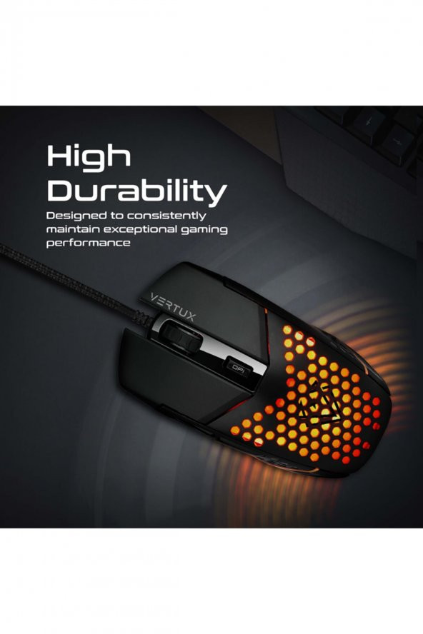 VERTUX Oyuncu Mouse 6 Düğmeli Altıgen Kablolu Rgb 6400 Dpı Led - Katana - 3