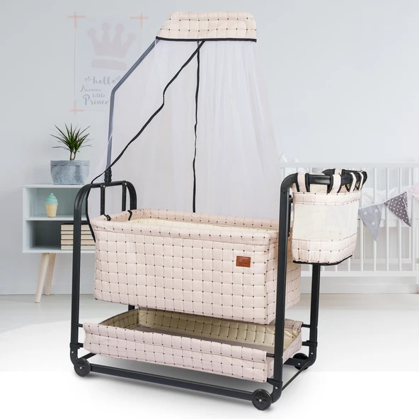 Bebelow Safir Anne Yanı Sallanabilir Bebek Beşiği Portatif Hamak Sepet Beşik - Resim 4