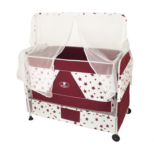 Bebelow Gökkuşağı Lüks Portatif Kurulumlu Lüks Cibinlikli Sallanır Sepet  Bebek Beşiği GK1 - 2