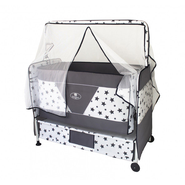 Bebelow Gökkuşağı Lüks Portatif Kurulumlu Lüks Cibinlikli Sallanır Sepet  Bebek Beşiği GK1 - 3