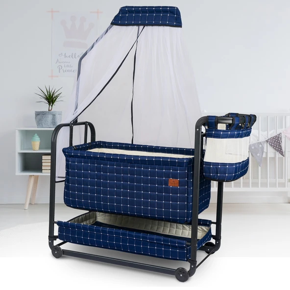 Bebelow Safir Anne Yanı Sallanabilir Bebek Beşiği Portatif Hamak Sepet Beşik - Resim 2