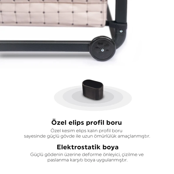 Bebelow Safir Anne Yanı Sallanabilir Bebek Beşiği Portatif Hamak Sepet Beşik - Resim 6