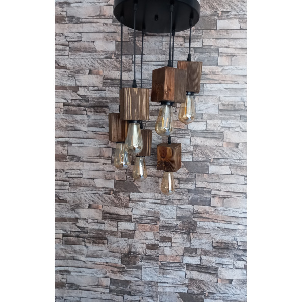 6 LI AHŞAP KÜTÜK AVİZE - 2