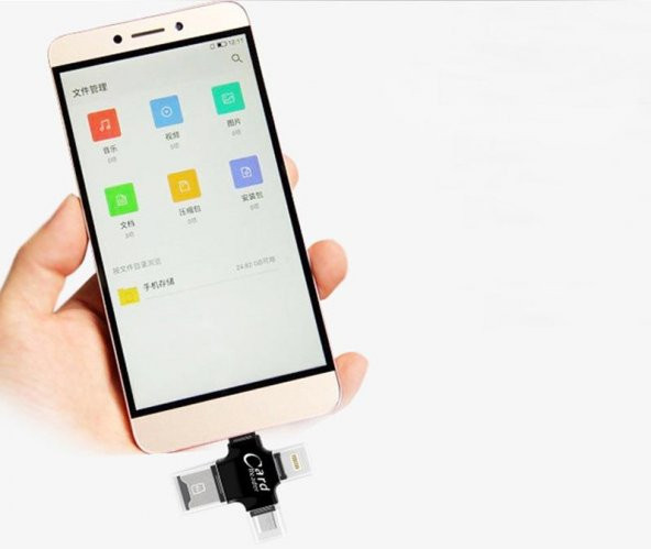 Coofbe Tüm Telefonlar İçin Kart Okuyucu 4in1 Type-C- İphone Lightning-Micro Kart Okuyucu Card Reader - 3