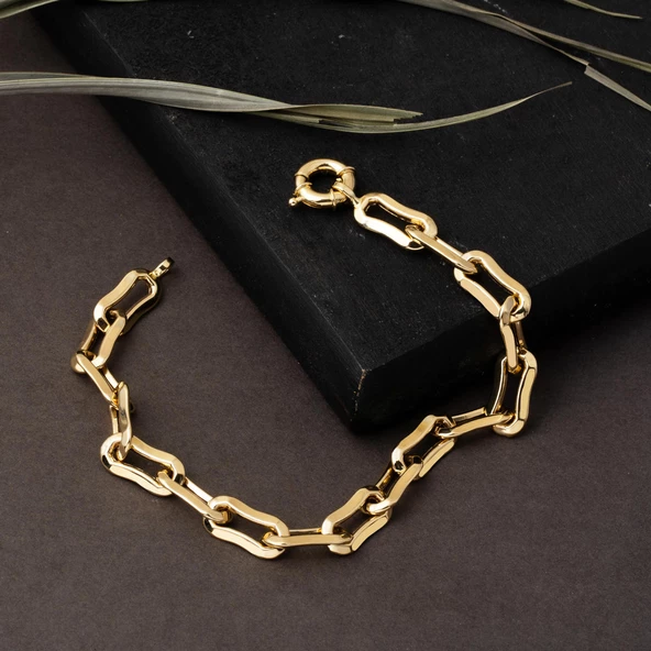 14 Ayar Altın Zincir Bileklik - Resim 3