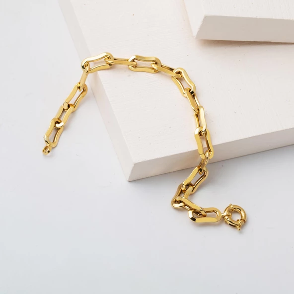 14 Ayar Altın Zincir Bileklik - Resim 4