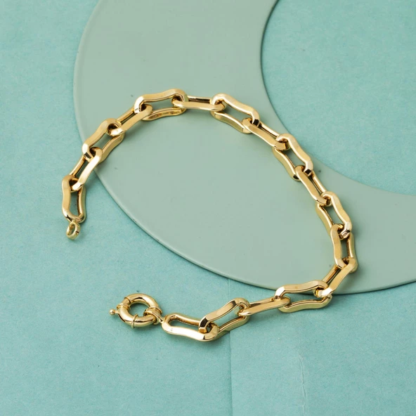 14 Ayar Altın Zincir Bileklik - Resim 5