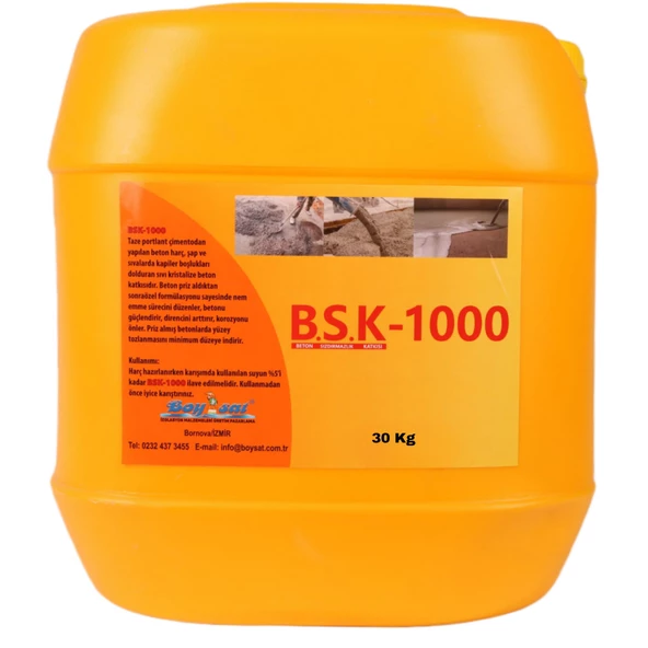 B.S.K-1000  Sızdırmaz Beton Katkısı 30 Kg