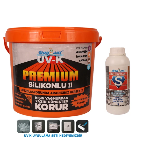 Avantajlı Yalıtım Paketi Uv-K Premium Silikonlu 15Kg Yalıtım Boyası ve Silikokap Şeffaf Yalıtım 1Lt ürün görseli 1