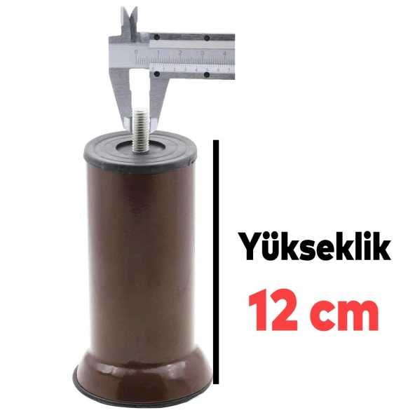 Mobilya Kanepe Baza Koltuk Destek Ayağı M8 Civata 12 Cm Kahverengi Ayakları Bağlantı Aparatı 8li Set - 6