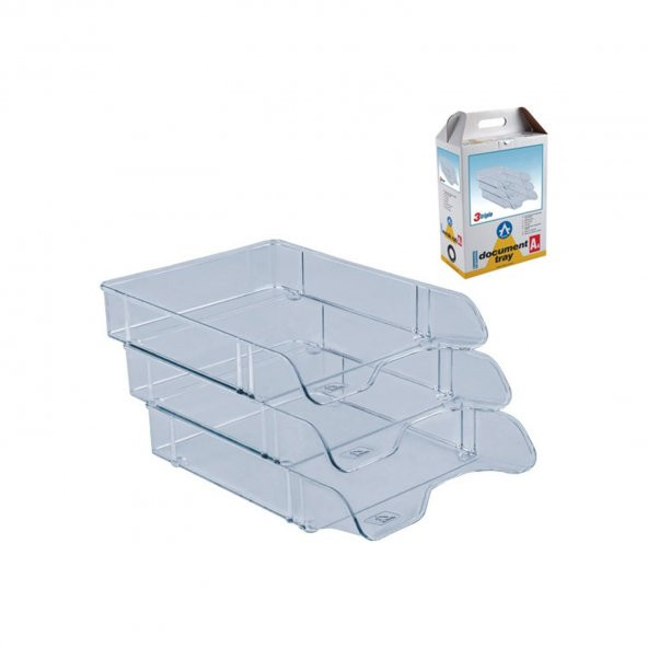 Ark Hareketli Plastik Evrak Rafı 3 Katlı