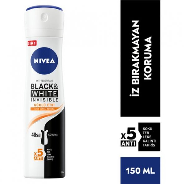 NIVEA Kadın Sprey Deodorant Black & White Invisible Güçlü Etki 48 Saat Anti-perspirant Koruma 150ml
