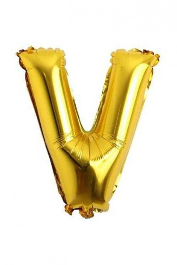 V Harfi Altın Renk Helyum Balon 100 Cm