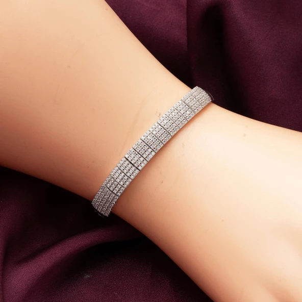 5 Sıra Su Yolu 14 Ayar Beyaz Altın Bileklik - Resim 2