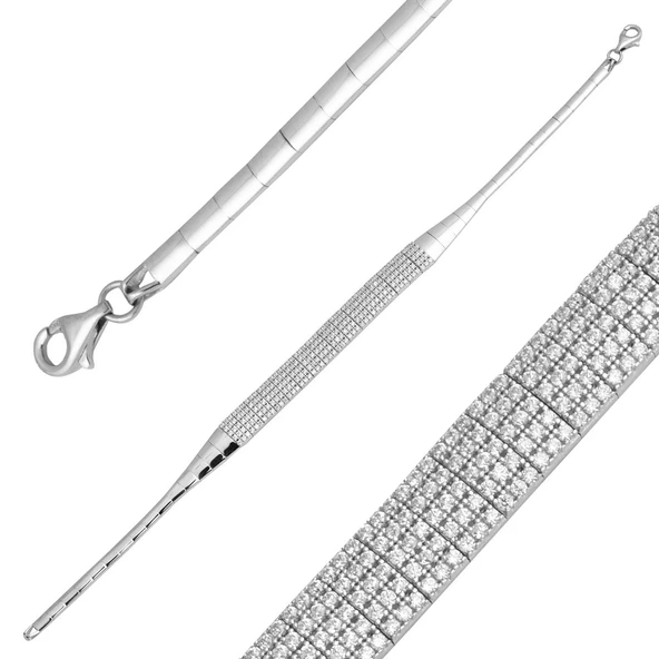 5 Sıra Su Yolu 14 Ayar Beyaz Altın Bileklik ürün görseli 1