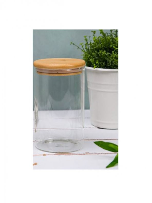 Bambu Kapaklı Borosilikat Cam Kavanoz 700ml