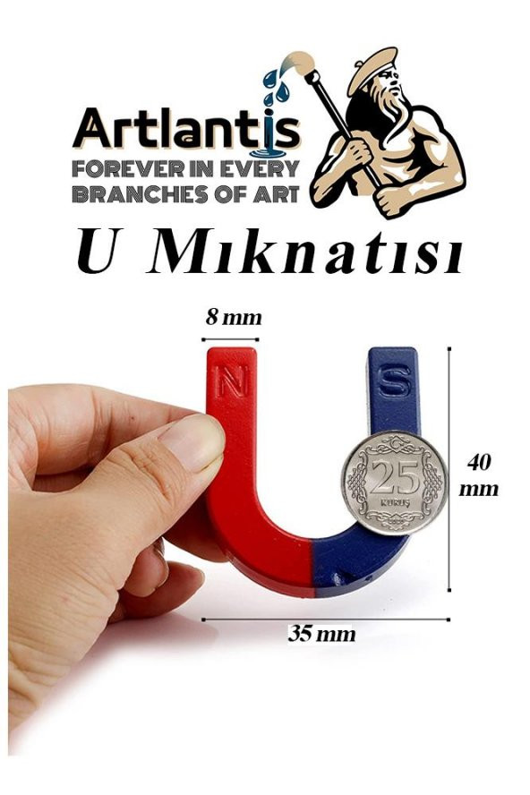 U Mıknatısı Deney Malzemesi 1 Adet Okul Projeleri İçin U Şekilli At Nalı Mıknatıs Kırmızı Mavi Boyalı - 4