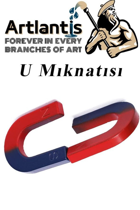 U Mıknatısı Deney Malzemesi 4 Adet Okul Projeleri İçin U Şekilli At Nalı Mıknatıs Kırmızı Mavi Boyalı - 4