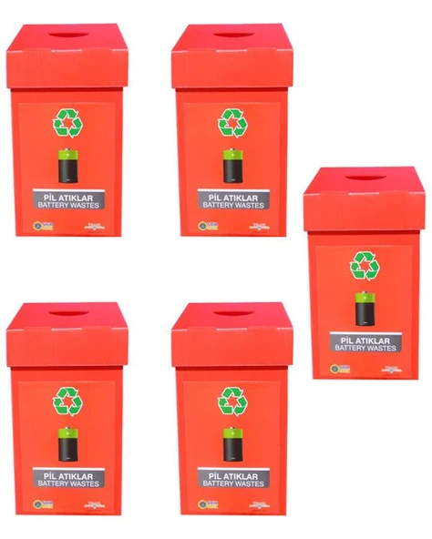 5 li Geri Dönüşüm Kutusu - Pil Atık Kutusu