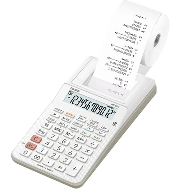 Casio HR-8RC-WE Şeritli Hesap Makinesi ürün görseli