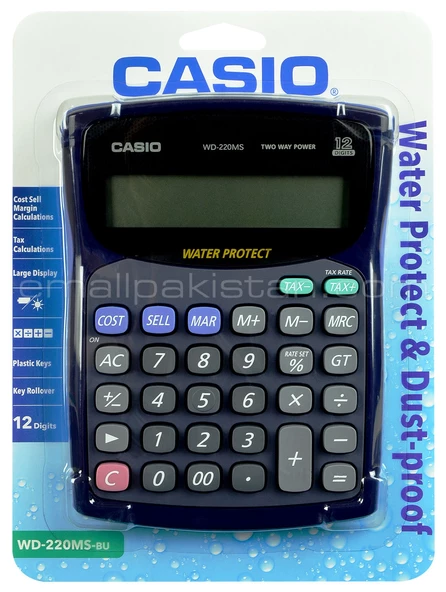 Casio WD-220MS Suya Toza Darbeye Dayanıklı Hesap Makinesi Mavi