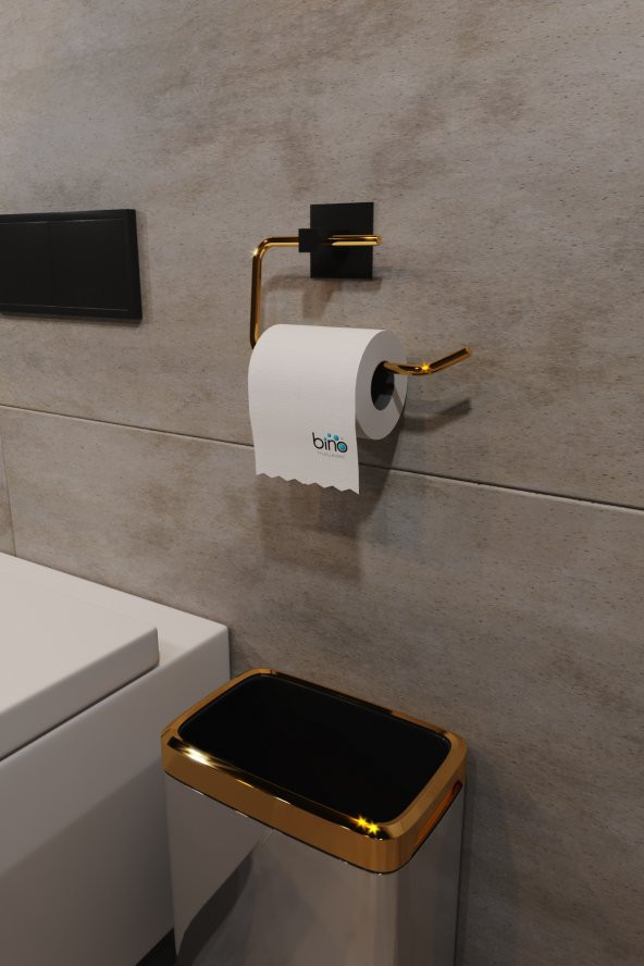 Bino Gold Paslanmaz Çelik Wc Kağıtlık, Tuvalet Kağıtlığı, Tuvalet Kağıdı Askısı,Yapışkanlı Tasarım
