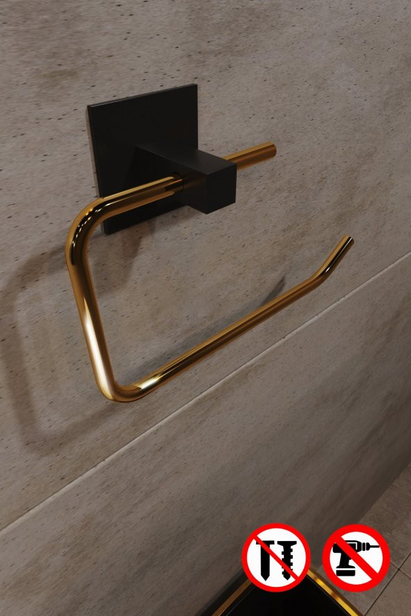 Bino Gold Paslanmaz Çelik Wc Kağıtlık, Tuvalet Kağıtlığı, Tuvalet Kağıdı Askısı,Yapışkanlı Tasarım - 4