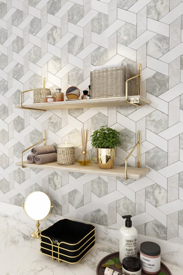 Bino Banyo Rafı Gold Paslanmaz, Banyo Düzenleyici, Banyo Mutfak Organizeri, Organizer 2li Set - 3