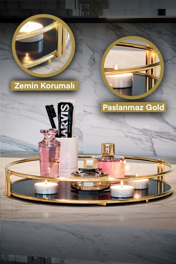 Bino Servis Sunum İkramlık Gold Büyük Lüks  Organizer Sofra Mutfak Düzenleyici Pasta Standı - 4