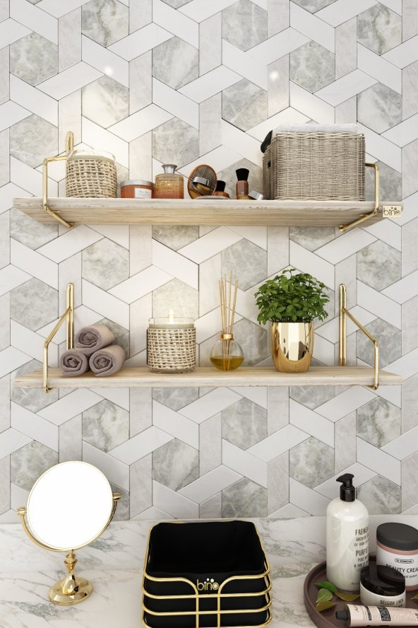 Bino Banyo Rafı Gold Paslanmaz, Banyo Düzenleyici, Banyo Mutfak Organizeri, Organizer 2li Set - 5