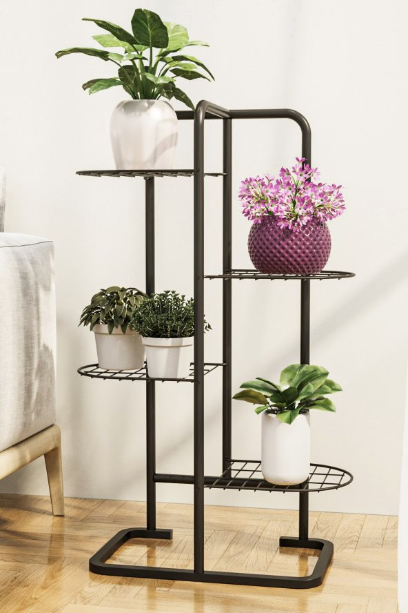 Bino Saksılık 4 KATLI Metal Çiçeklik Dekoratif Lüks Bahçe Mobilyası Saksı Standı Bahçe Balkon Rafı