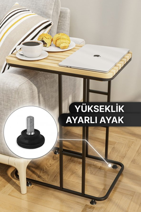 Bino Yan Sehpa Ahşap Masa Modern Masif Orta Sehpa Koltuk Sehpası Zigon Sehpa Kahve Koltuk Tepsisi - 3