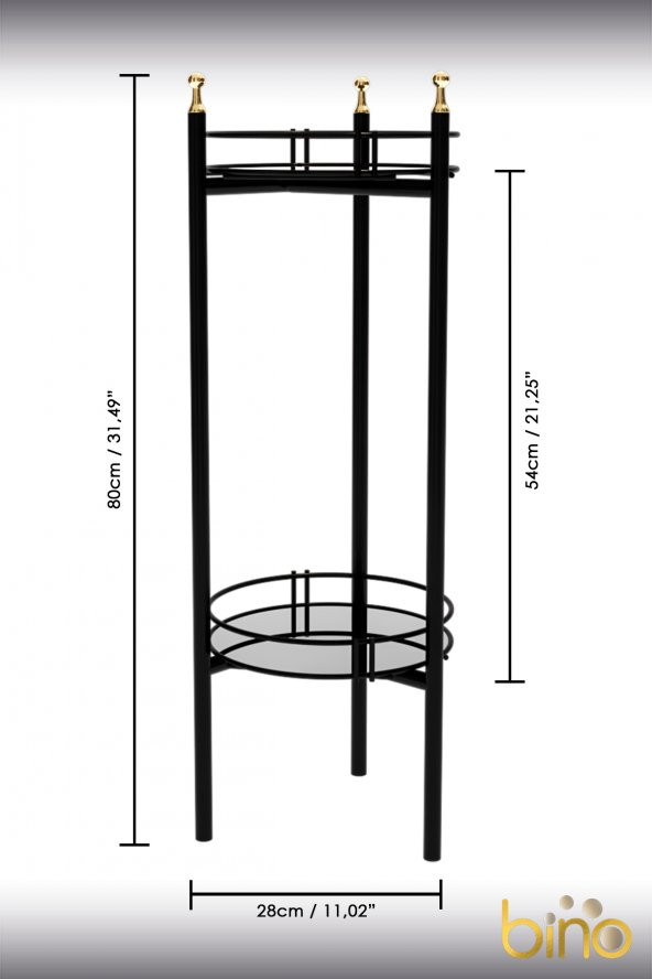 Bino Saksılık Organizer Bahçe Balkon Standı Çiçeklik Dekoratif Lüks Metal 2 Katlı Servis Sunum Tepsi - 3