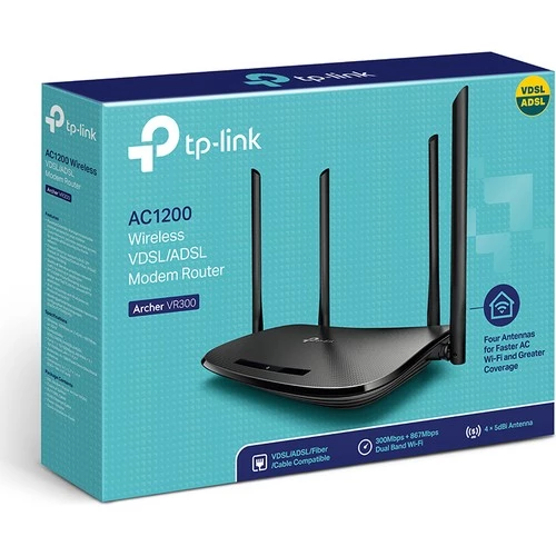 TP-Link Archer VR300 AC 1200 Mbps Wireless Fiber/VDSL/ADSL Modem Router