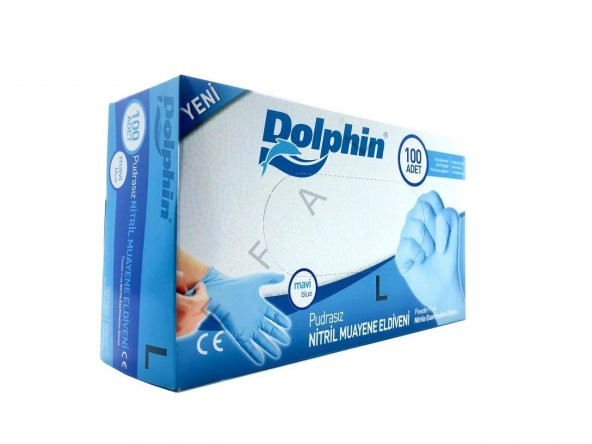 Dolphin Tek Kullanımlık Lateks Mavi Pudrasız Nitril Muayne Eldiveni Large Büyük Boy -100'lü 10 Paket - 2