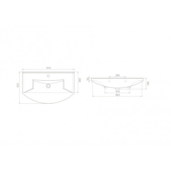 Turkuaz Seramik Cerastyle Evita Serisi 90 x 55 Cm Etajerli Lavabo - 2