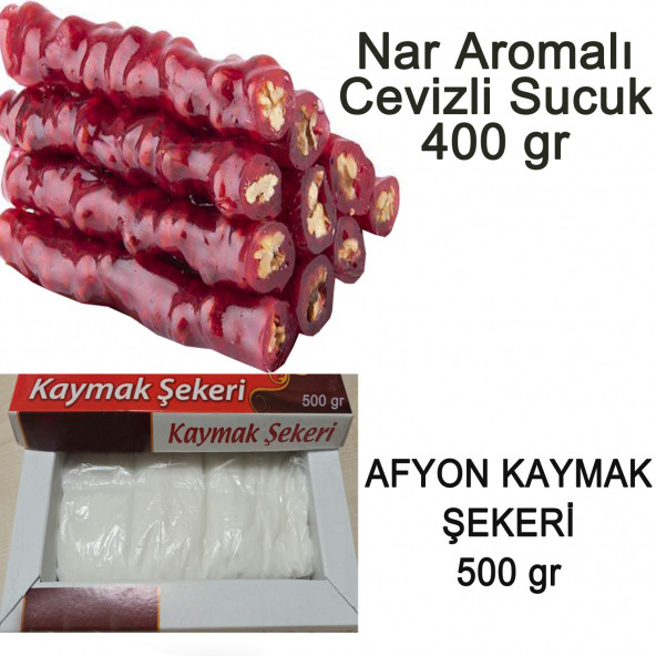 500 gr Kaymak Şekeri  &  400 gr Nar Aromalı Cevizli Sucuk Afyonkarahisar