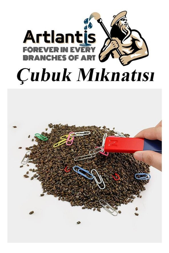 Çubuk Mıknatıs Deney Malzemesi 2 Adet Okul Projeleri İçin I Şekilli Çubuk Mıknatıs Kırmızı Mavi Boyalı - 3