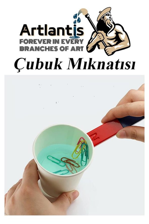 Çubuk Mıknatıs Deney Malzemesi 2 Adet Okul Projeleri İçin I Şekilli Çubuk Mıknatıs Kırmızı Mavi Boyalı - 5