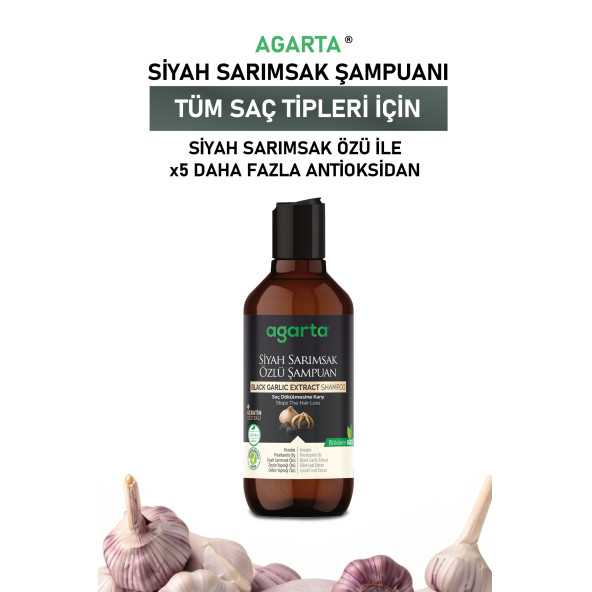 Agarta Doğal Saç Dökülmesine Karşı Siyah Sarımsaklı Şampuan 400 ml - 3