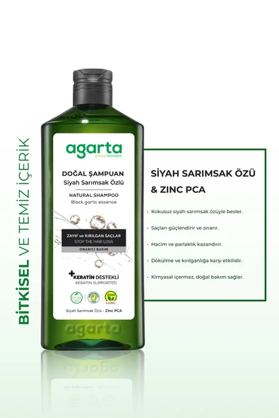 Agarta Doğal Saç Dökülmesine Karşı Siyah Sarımsaklı Şampuan 400 ml - Resim 3