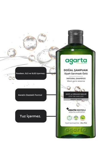 Agarta Doğal Saç Dökülmesine Karşı Siyah Sarımsaklı Şampuan 400 ml - Resim 2