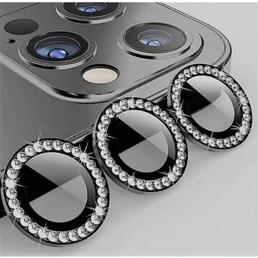 İphone 11 Pro Max  Taşlı Kamera Lens Koruyucu Çerçeveli Koruyucu - Resim 6