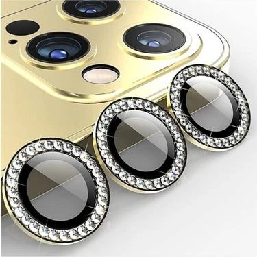 İphone 11 Pro Max  Taşlı Kamera Lens Koruyucu Çerçeveli Koruyucu - Resim 11