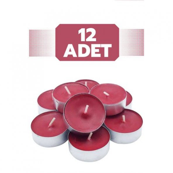 TransForMacion 12 Adet Kırmızı TeaLights Yuvarlak Mum 714703 - 2