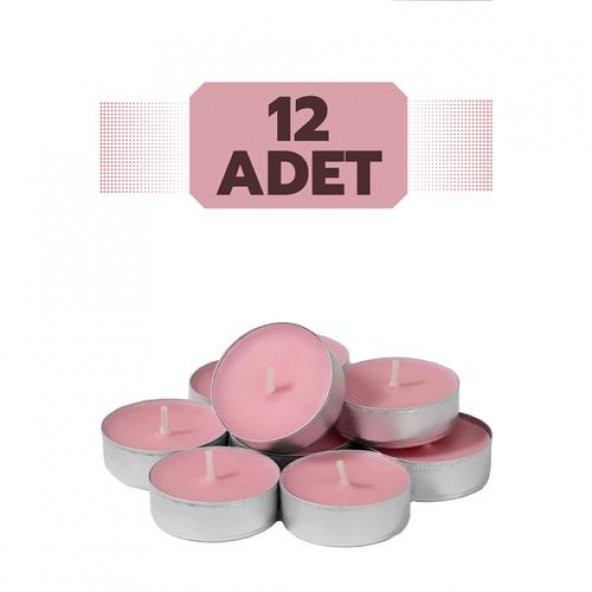 TransForMacion 12 Adet Pembe TeaLights Yuvarlak Mum 714704 - 2