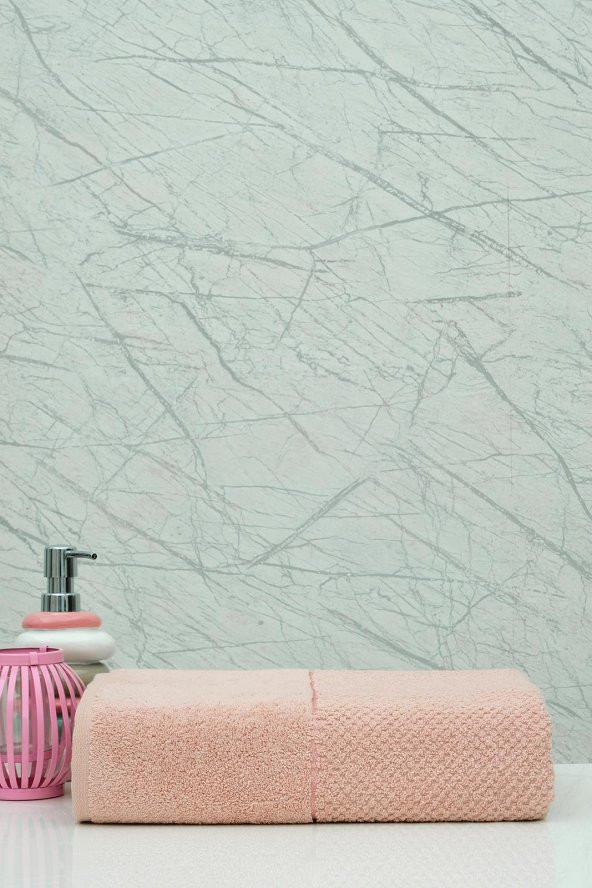 65x130 Pudra Şerit Bordürlü Banyo Havlusu